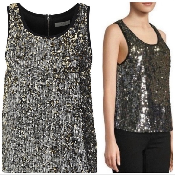 NWT! Alice + Olivia AO LA sleeveless
sequins blouse - Picture 2 of 16